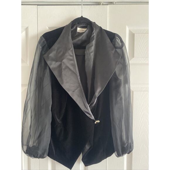 After dark Womens Medium Black‎ Velour Top Sheer Sleeve Witchy Goth Whimsigoth - Picture 1 of 8